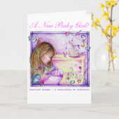 回転木馬ドリームズ新生児ガールグリーティングカード カード (黄色い花)