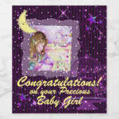 回転木馬ドリームパープルストライプのフェイクグリッター ワインラベル (シングルラベル)