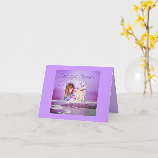 回転木馬ドリームパープル海背景Notecard カード (黄色い花)