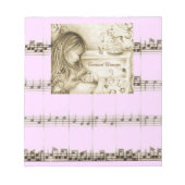 回転木馬ドリームピンクかわいらしヴィンテージ音楽メモ帳 ノートパッド (正面)