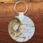 回転木馬ドリームヴィンテージブルーボタンキーチェーン キーホルダー (正面)