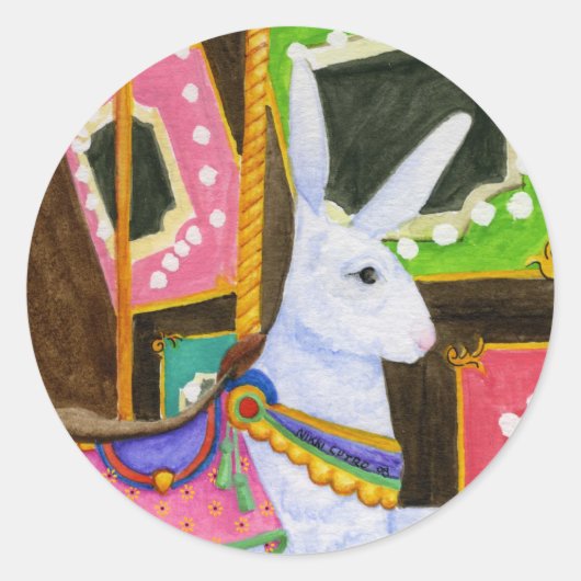 回転木馬バニーステッカー ラウンドシール (正面)