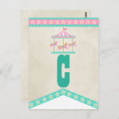 回転木馬バースデーパーティペナントバンティング ポストカード (正面/裏面)