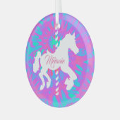 回転木馬パーソナライズされた馬 ガラスオーナメント (正面左)