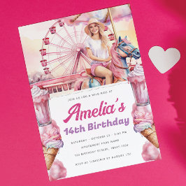 回転木馬パーティー水カラーカスタム 招待状