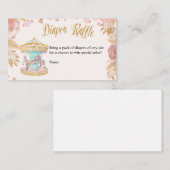 回転木馬ピンクグリッターおむつラッフルカード エンクロージャーカード (正面/裏面)