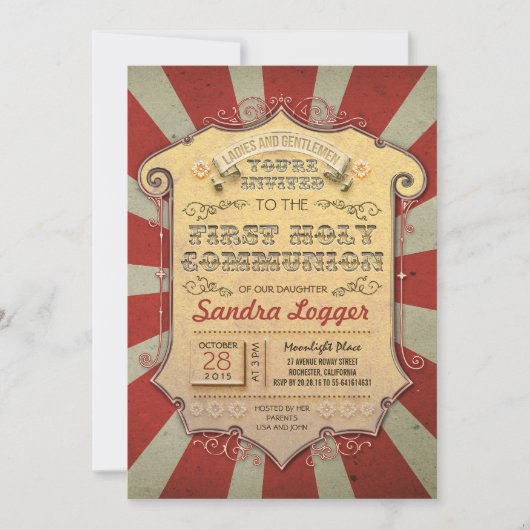 回転木馬ファーストホリーコミュニオン 招待状 (正面)