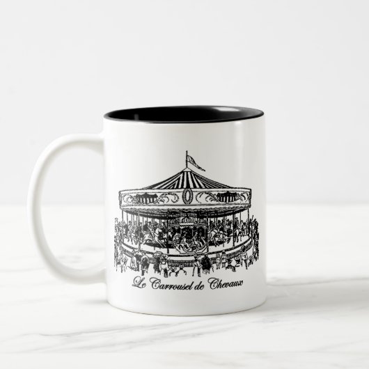 回転木馬フランスのウマのアパレルとギフト ツートーンマグカップ (左)