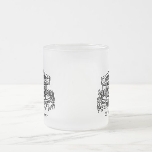 回転木馬フランスのウマのアパレルとギフト フロストグラスマグカップ (中央)