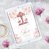 回転木馬フローラグリッター第2誕生日 招待状