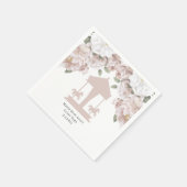 回転木馬フローラソフトピンクパーソナライズされた スタンダードカクテルナプキン (角)