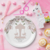 回転木馬フローラソフトピンクパーソナライズされた ペーパープレート (パーティー)