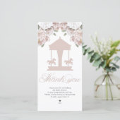 回転木馬フローラソフトピンクベビーシャワー サンキューカード (スタンド正面)