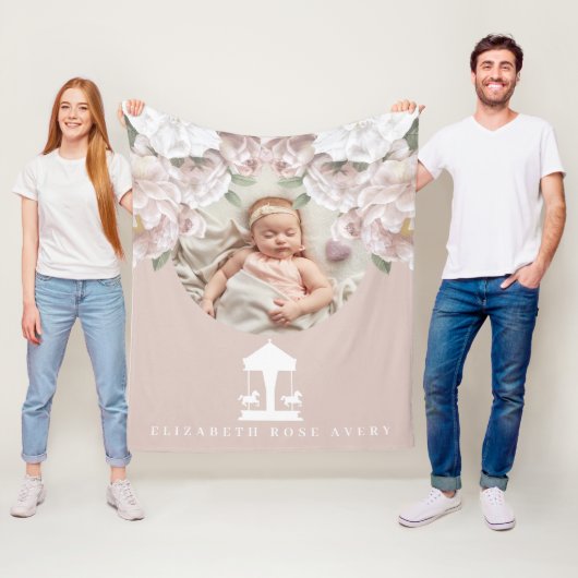 回転木馬フローラソフトピンク写真 フリースブランケット (インサイチュ)