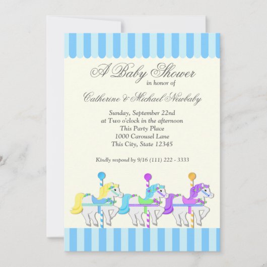 回転木馬ベビーシャワー 招待状 (正面)