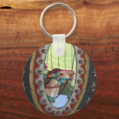 回転木馬ホースイン鏡白黒 キーホルダー (正面)