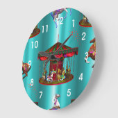 回転木馬ホースオンブルー ラージ壁時計 (傾斜)