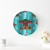 回転木馬ホースオンブルー ラージ壁時計 (ホーム)
