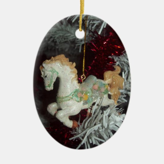 回転木馬ホースオーバルオーナメント セラミックオーナメント (正面)