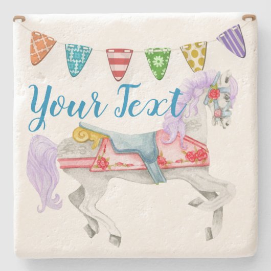 回転木馬ホースカスタムテンプレート ストーンコースター (正面)