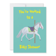 回転木馬ホースカスタムベビーシャワー招待状