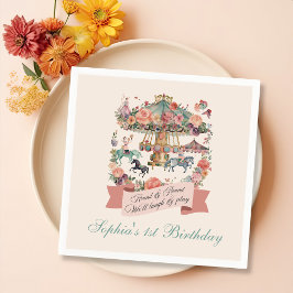 回転木馬ホースカーニバルバースデーパーティー スタンダードカクテルナプキン