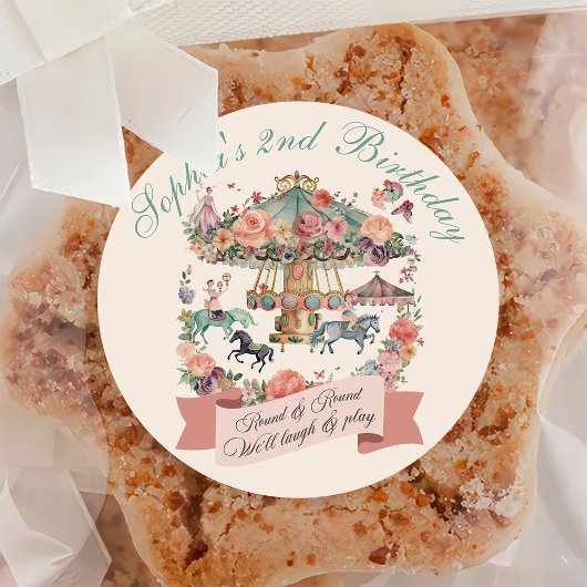 回転木馬ホースカーニバルバースデーパーティー ラウンドシール