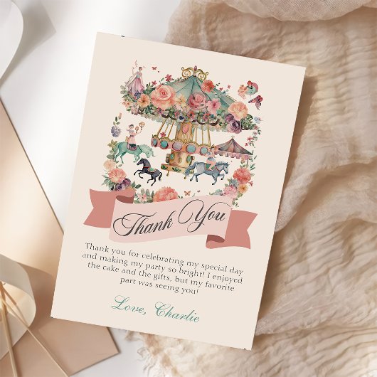 回転木馬ホースカーニバル誕生日 サンキューカード