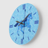 回転木馬ホースコバルトアンドスカイブルー ラージ壁時計 (傾斜)