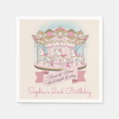 回転木馬ホースサーカスカーニバルバースデーパーティー スタンダードカクテルナプキン (正面)