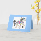 回転木馬ホースハッピーバースデー カード (黄色い花)