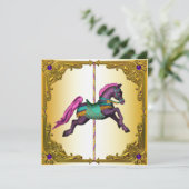 回転木馬ホースパープルポニーバースデーパーティー 招待状 (スタンド正面)