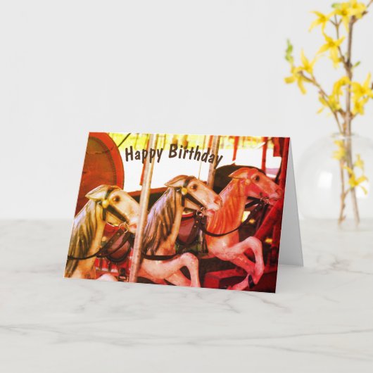 回転木馬ホースメモリーズ誕生日 カード (黄色い花)