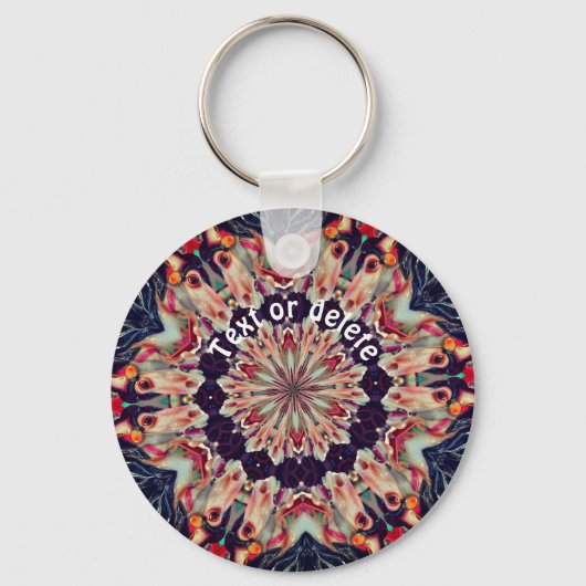 回転木馬ホース万華鏡のように千変万化するパターン パーソナライズされた キーホルダー (正面)