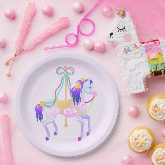回転木馬ホース紙プレート ペーパープレート (パーティー)