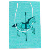 回転木馬ホース – ターコイズとアクア ミディアムペーパーバッグ (正面)