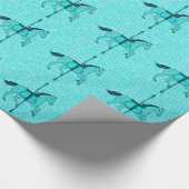 回転木馬ホース – ターコイズとアクア ラッピングペーパー (角)