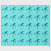 回転木馬ホース – ターコイズとアクア ラッピングペーパー (フラット)