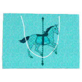 回転木馬ホース – ターコイズとアクア ラージペーパーバッグ (裏面)