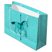 回転木馬ホース – ターコイズとアクア ラージペーパーバッグ (正面アングル)
