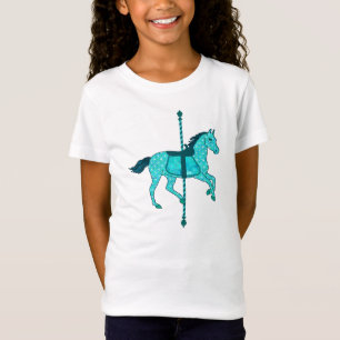 回転木馬ホース – ターコイズとアクア Tシャツ
