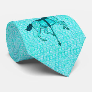 回転木馬ホース – ターコイズ&アクア ネクタイ