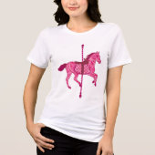 回転木馬ホース – 明るい赤紫色ピンク トライブレンドＴシャツ (正面)