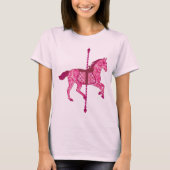 回転木馬ホース – 明るい赤紫色ピンク Tシャツ (正面)