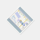 回転木馬ホース（青）誕生日 スタンダードカクテルナプキン (角)