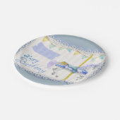 回転木馬ホース（青）誕生日  ペーパープレート (アングル)