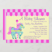 回転木馬ポニーベビーシャワー 招待状 (正面/裏面)