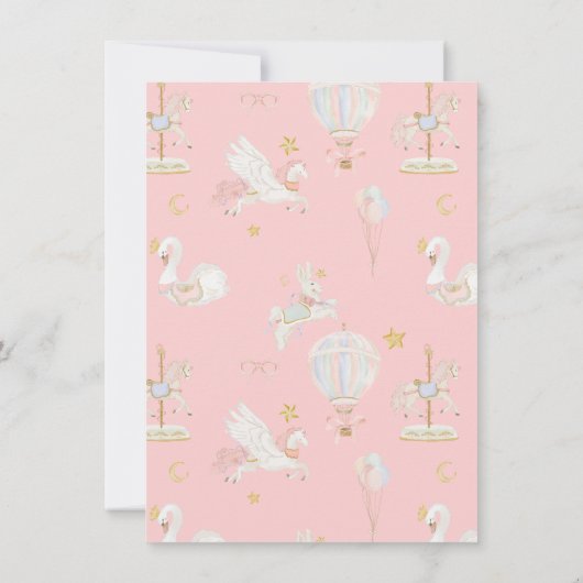 回転木馬メリーゴーラウンドの赤ちゃんシャワー 招待状 (裏面)