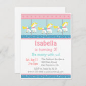 回転木馬メリー誕生会の招待 招待状 (正面/裏面)