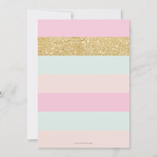 回転木馬ユニコーン1stバースデーピンクフローラガール 招待状 (裏面)